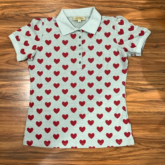 Burberry Heart Print Short Sleeve Polo - Women’s Size XXL - Picture 2 of 14
